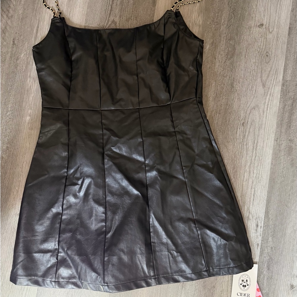 Black Faux Leather Mini Dress
